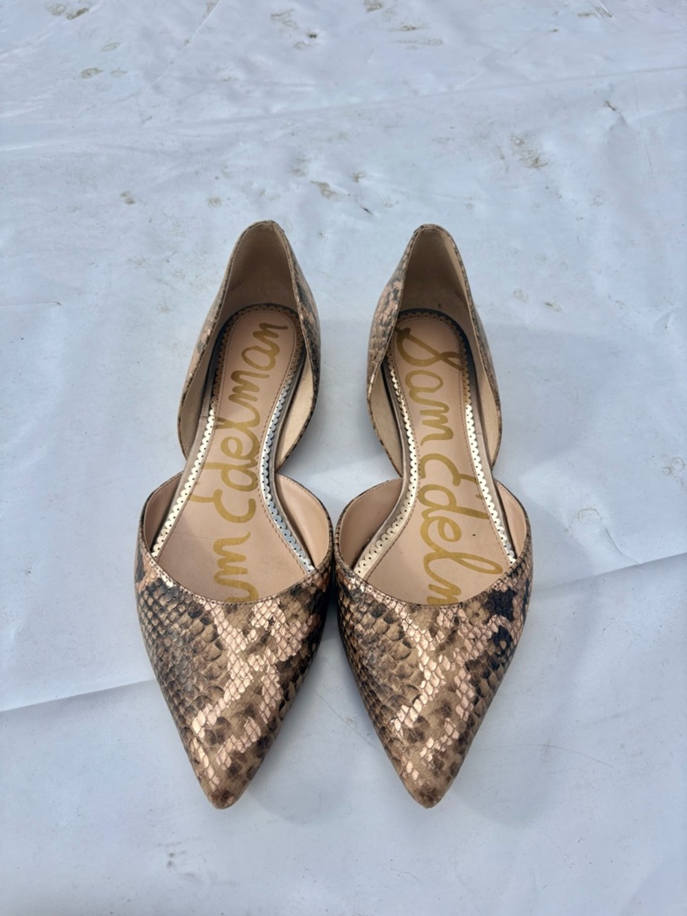 Sam Edelman Women's Snake-Print D'Orsay Pointed Flats SZ 10
